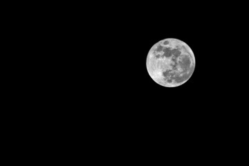 Full moon against a black night sky