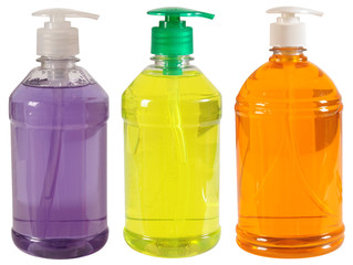 Three soap containers. Clipping path