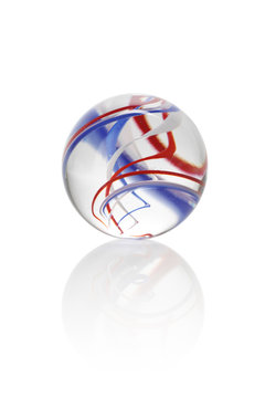 Isolated red, white and blue glass marbel