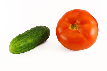 Green cucumber and tomato