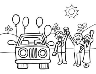 New Car Purchase Line Art