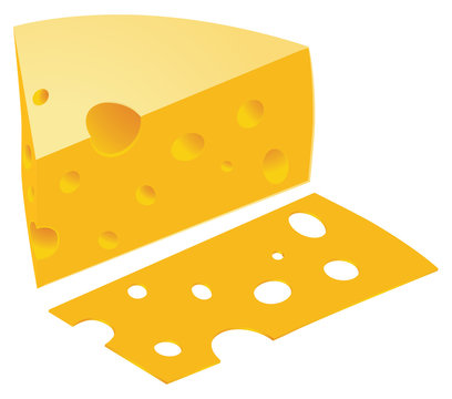 piece of cheese and slice vector