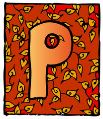 Vecteur enluminure lettre P alphabet
