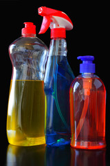 Generic cosmetic bottles isolated on white background