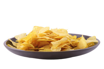 chips on dish over white
