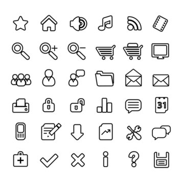 simple black and white web icons