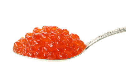 Red caviar isolated on white background