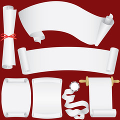 Vector paper banners, scrolls and diploma set (CMYK)