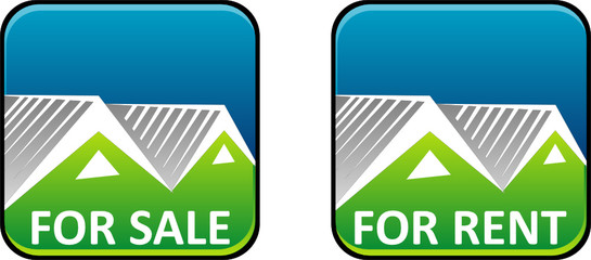 For sale and rent house sign with white background