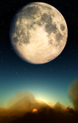 Fototapeta na wymiar Moon Over Clouds