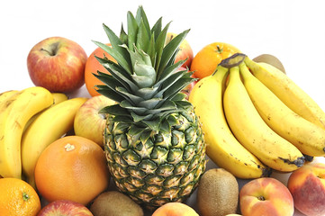 Fresh fruit’s on white background. Diet concept.