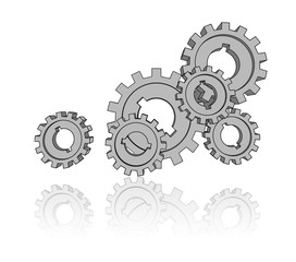 isolated cogwheels - business network - illustration