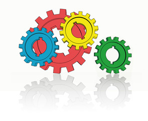 isolated cogwheels - business network - illustration