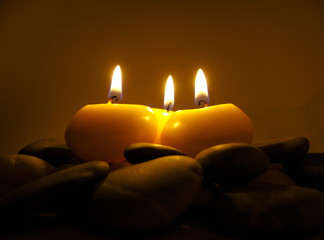Romantic Candles on Sea Stones