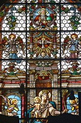 Stained glass window, basilica Velehrad, Czech republic
