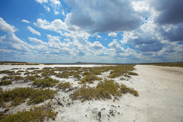 saline Baskunchak, sky and clouds