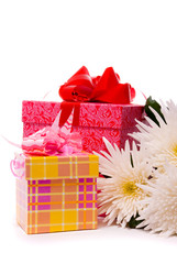 Gift boxes with beautiful flowers