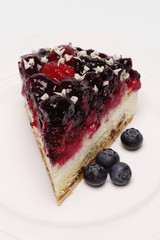 Slice of fruity cheesecake