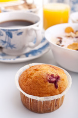 coffee, muesli and muffin