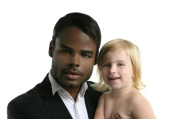 Multi ethnic family african father caucasian daughter