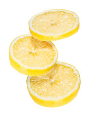 3 Isolierte überlagernde Zitronenscheiben