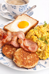 coffee, eggs and bacon