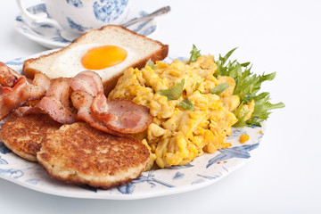 coffee, eggs and bacon