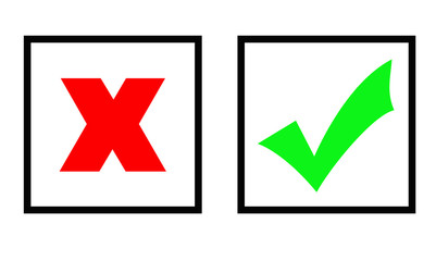 Green tick and red cross