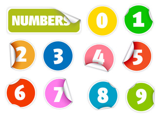 Set of colorful stamps with numbers