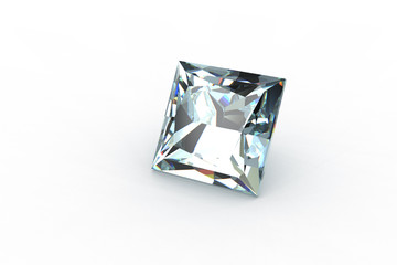 Sparkling square light blue diamond gemstone
