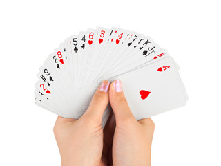 Hands and playing cards