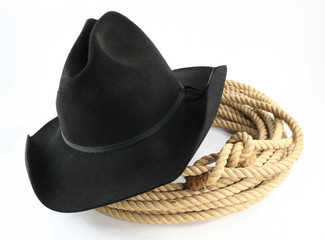 Old cowboy hat with rope