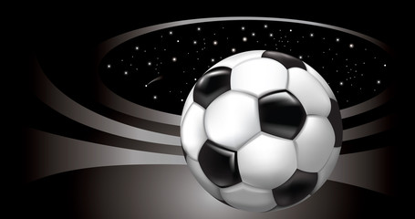 vector background with soccer ball on stadium in the night