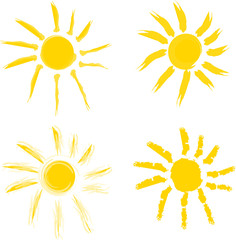 Sonne  gemalt mit Pinsel als Vektor in gelb