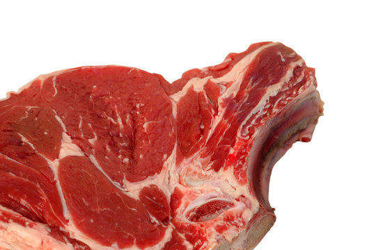 c&ocirc;te de boeuf sur fond blanc