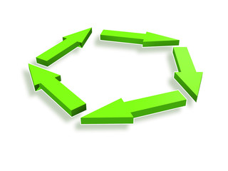 Flèches verte 3D ecologie fond blanc