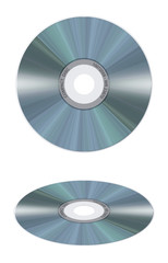 Realistic compact disc on white background