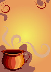 Background with cup and steam