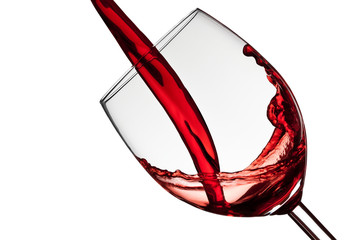 Wine fills a wineglass