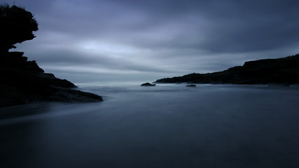 Beach in New Zealand during the blue hour