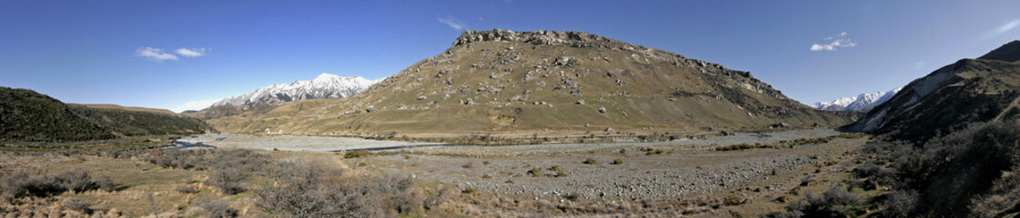 Panorama in a valley in New Zealand