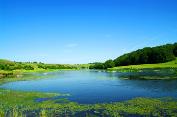 Plakat river and blue sky