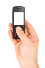 Hand with mobile phone