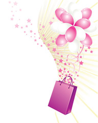 Shopping bag and balloons