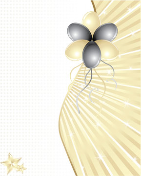 Gold and black balloons with space for text