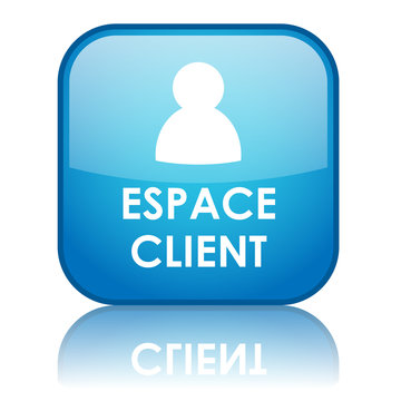 Bouton carr&eacute; "ESPACE CLIENT" avec reflet (bleu)