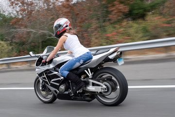 Obraz premium Blonde Biker Girl