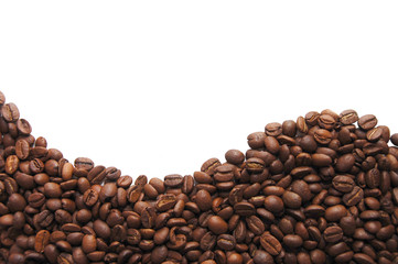 aromatic coffee beans on white background