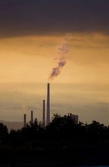 Power plant in sunset
