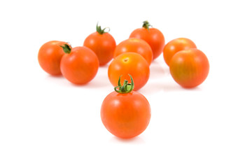 Fresh cherry tomatoes on white